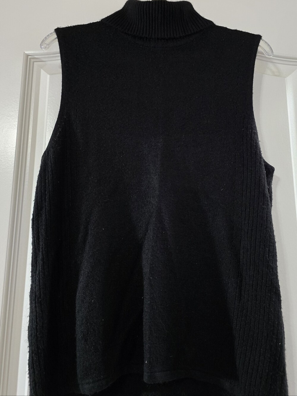 Sleeveless Black Turtleneck Knit Top